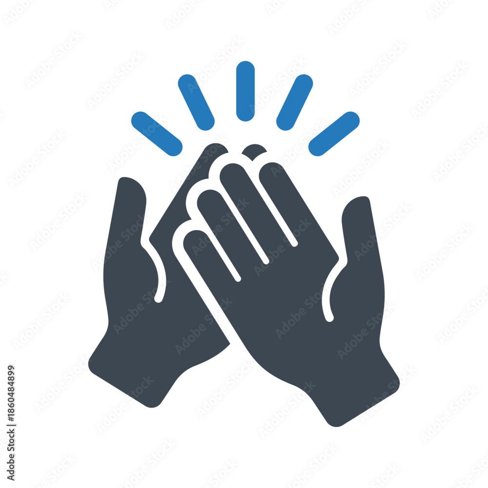 Obraz premium Hands clapping icon. High 5 hand gesture icon