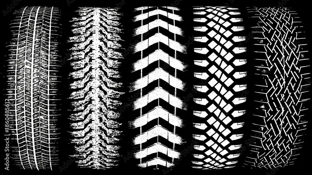 custom made wallpaper toronto digitalDetailed close-up of various tire tread patterns on black background