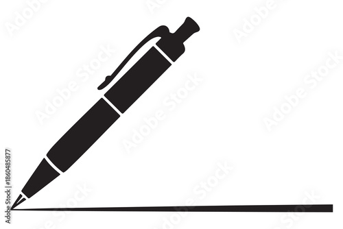 Pen silhouette icon for writing creativity and design concept
