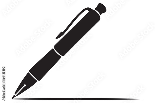 Pen silhouette icon for writing creativity and design concept
