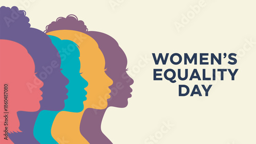 Women's equality day celebration silhouette of diverse women isolated on transparent background