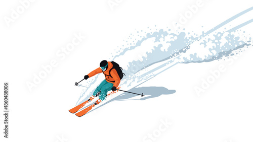 Dynamic winter sports adventure: skiing down snowy slopes with speed and precision