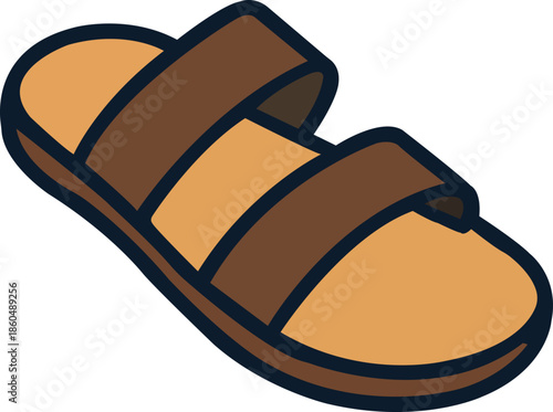 Simple sandal vector illustration with clean lines, ideal for summer, beach, casual footwear, fashion, and lifestyle design projects.