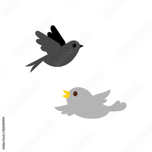Photography Cute flying birds illustration showing playful movement, innocence, freedom, and