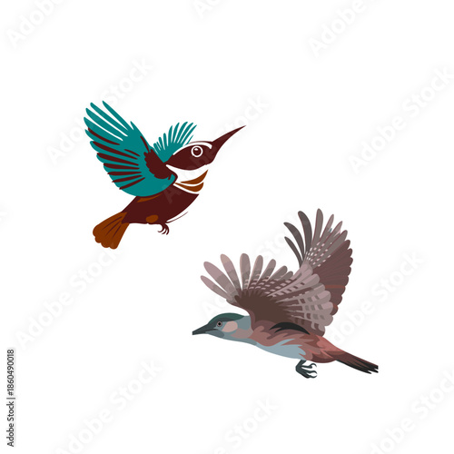 Birds flying across open sky symbolizing freedom, movement, nature, tranquility, and wildlife harmony
