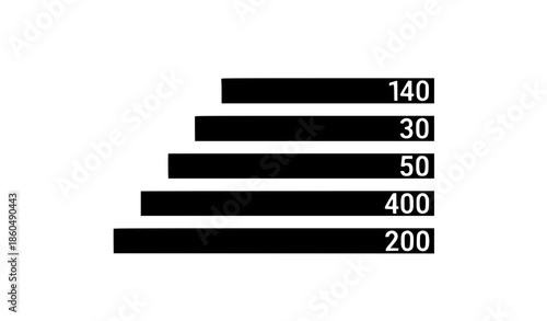 Rising horizontal bar graph vector icon for financial business strategy
