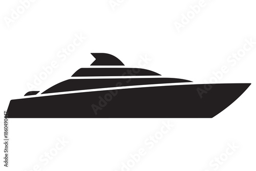 Modern speed boat black silhouette design
