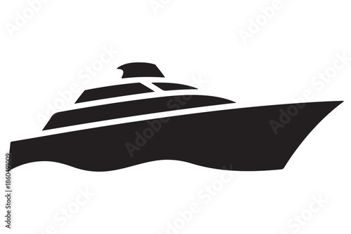 Modern speed boat black silhouette design
