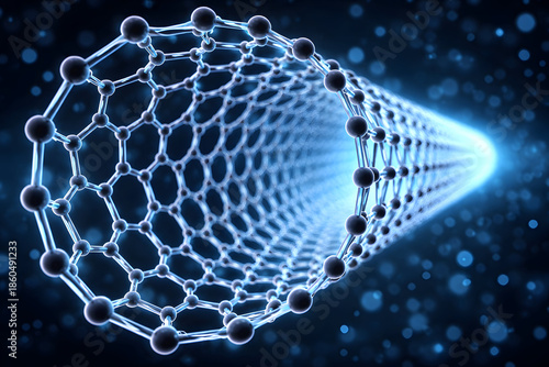 Nanotechnology's Luminescent Passage: A captivating visualization of a carbon nanotube, glowing with a futuristic and innovative luminescence.