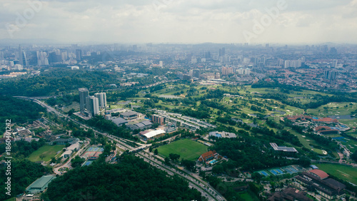 Aerial view of green city Kuala Lumpur
