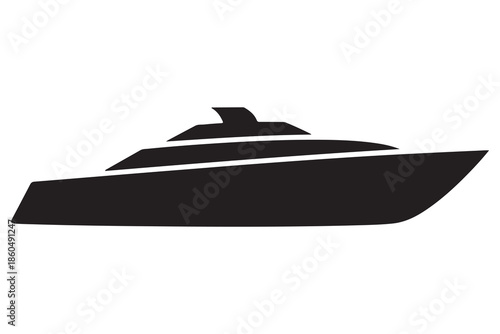 Modern speed boat black silhouette design
