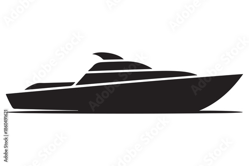 Modern speed boat black silhouette design
