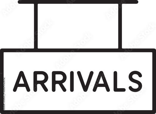 Arrivals sign simple black and white vector graphic for airport or station information clean design for travel and transport concepts