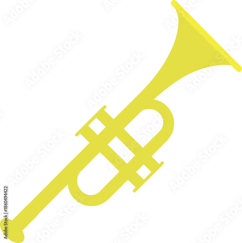 Brass Trumpet With Curved Tubing On Transparent Background