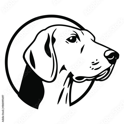 A sleek black dog head silhouette a minimalist pet logo design