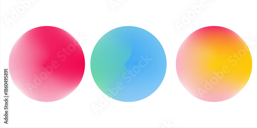 Set color circle gradient noise gradation. Abstract colorful watercolor blur mesh on isolated transparent background. Circle shape png.
