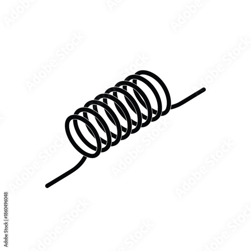 A simple black and white illustration of a coiled spring design