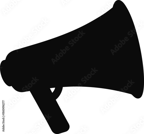 black megaphone silhouette icon on transparent background