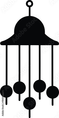 black wind chime silhouette icon on transparent background