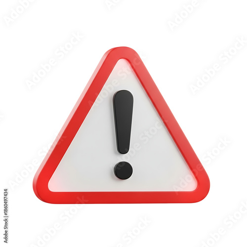 Warning sign with exclamation mark isolated on transparent background