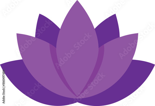 purple lotus flower flat icon on transparent background