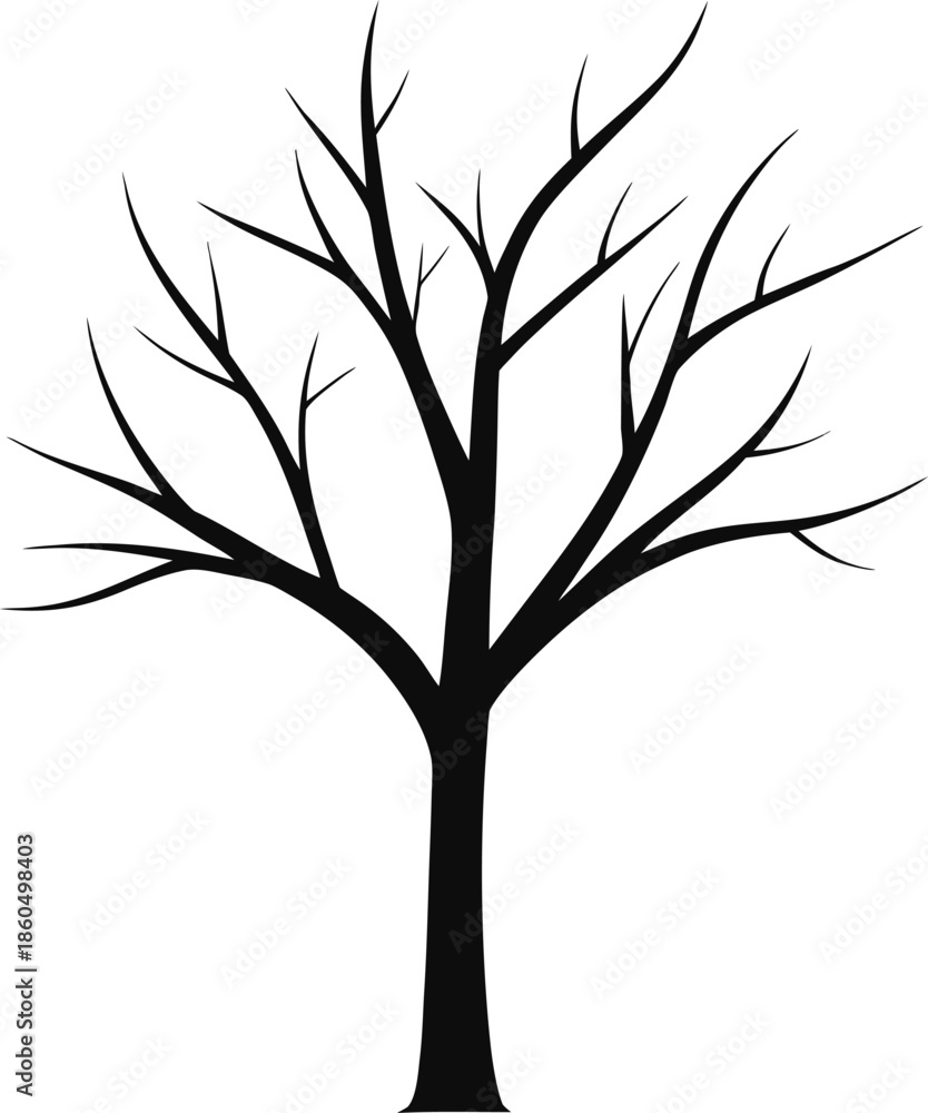 Obraz premium bare tree silhouette minimal icon on transparent background