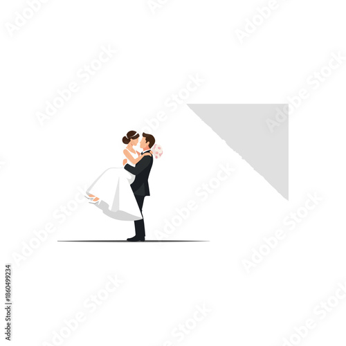 Bride and Groom Embracing in Love.