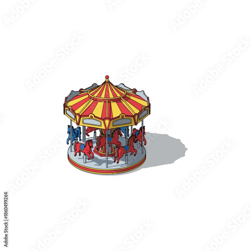 Colorful Miniature Carousel with Horses.