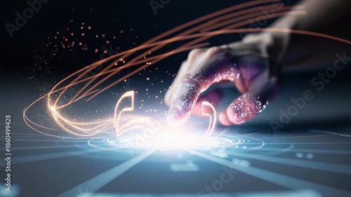 Finger touching glowing fingerprint scanner symbolizing digital identity access