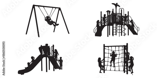 Playground children playing Vector, illustration