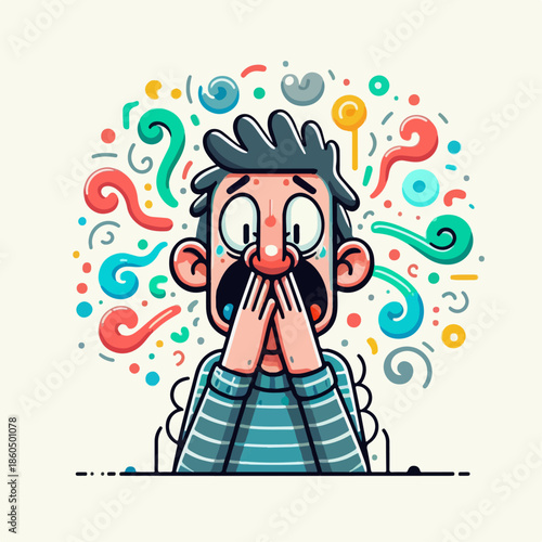 Cartoon illustration of a person who is shocked