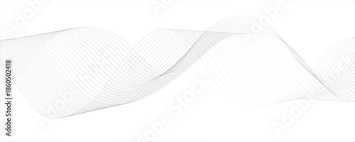 Dynamic minimal smoke sound line. Energy abstract smooth colorful gradient frequency isolated element creative blend.Vector wave lines flowing dynamic colorful gray isolated on white background.