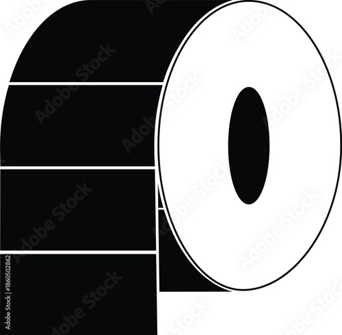 Black roll stickers paper for barcode on white background