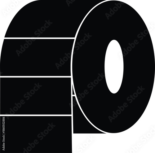 Black roll stickers paper for barcode on white background