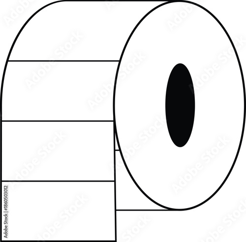 Thermal label sticker paper roll line image on white background