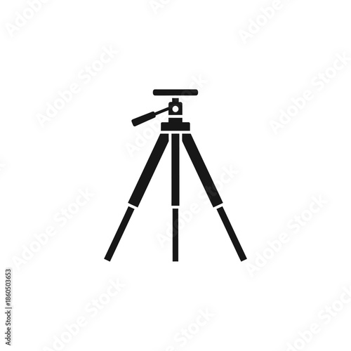 Black silhouette of a camera tripod for photography or videography