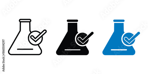 Lab Verified Label Icon for Quality Assurance, Tested Products, Scientific Certification, Medical Approval, Research Standards, and Trusted Laboratory Validation Design. 