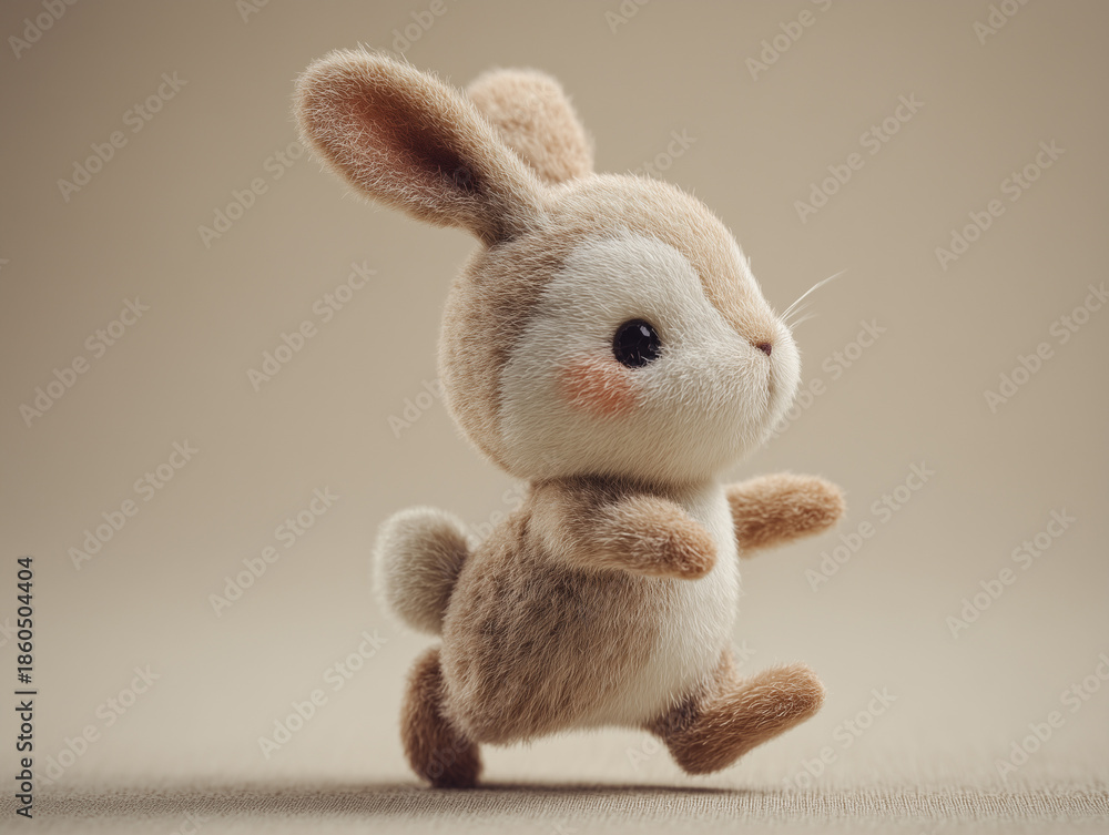 Fototapeta premium Adorable Rabbit Walking with Soft Texture Illustration