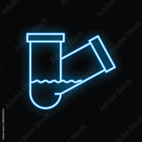 Plumbing service neon icon with glowing blue water pipe