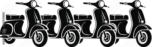 Retro Scooter Silhouettes Classic Motor Scooter Collection