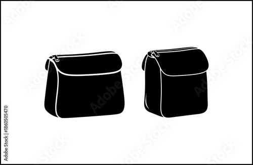 Two modern black bags with sleek design and white outlines, perfect for business or travel