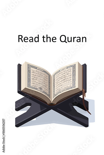 An open Quran resting on a stand