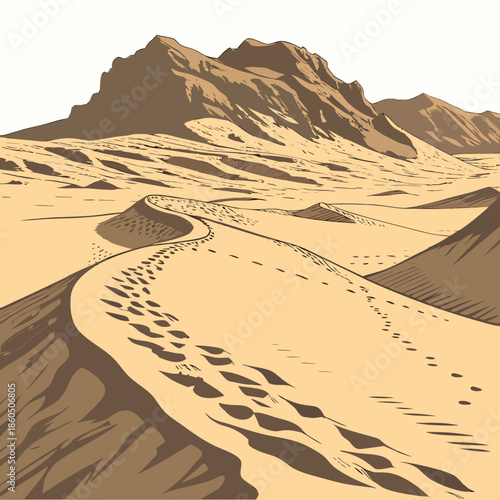 Desert ridge with soft sand shadows realistic