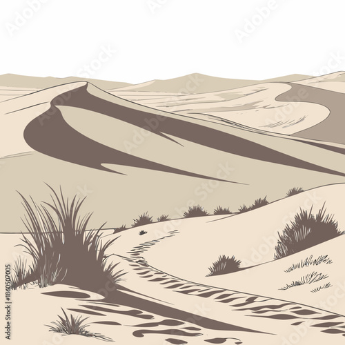 Desert basin with soft shadow depth realistic sand