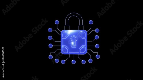 Digital Abstract neon hock symbolizing cybersecurity network virtual, VPN,  4k video footage.