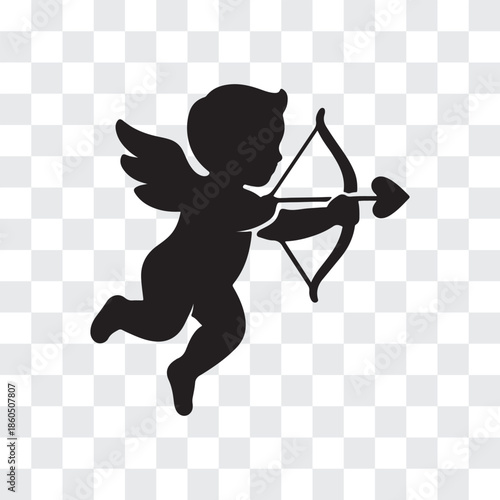 Cupid Abstract Silhouette with Bow and Arrow