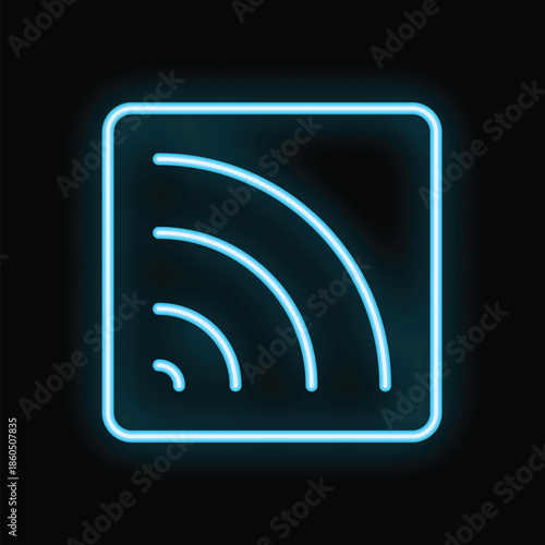 Neon wifi symbol glowing on a dark background