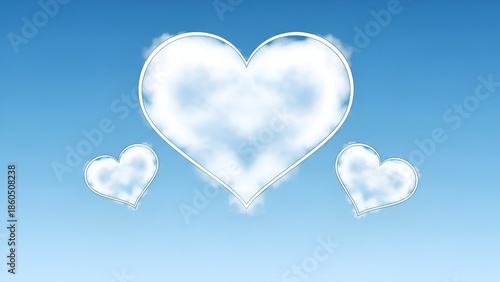 Heartfelt heaven: A sky filled with love-shaped clouds creating a romantic atmosphere on a serene
