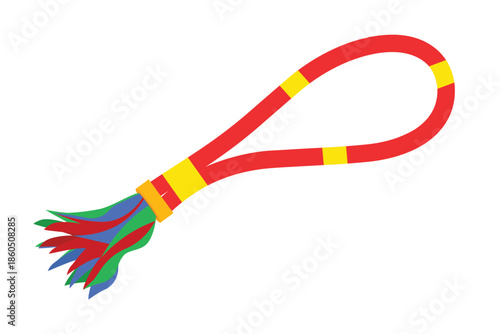 Red Mongkon with Colorful Streamers