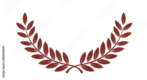 Simple and elegant brown laurel wreath icon representing victory honor and achievement isolated on a clean white background.